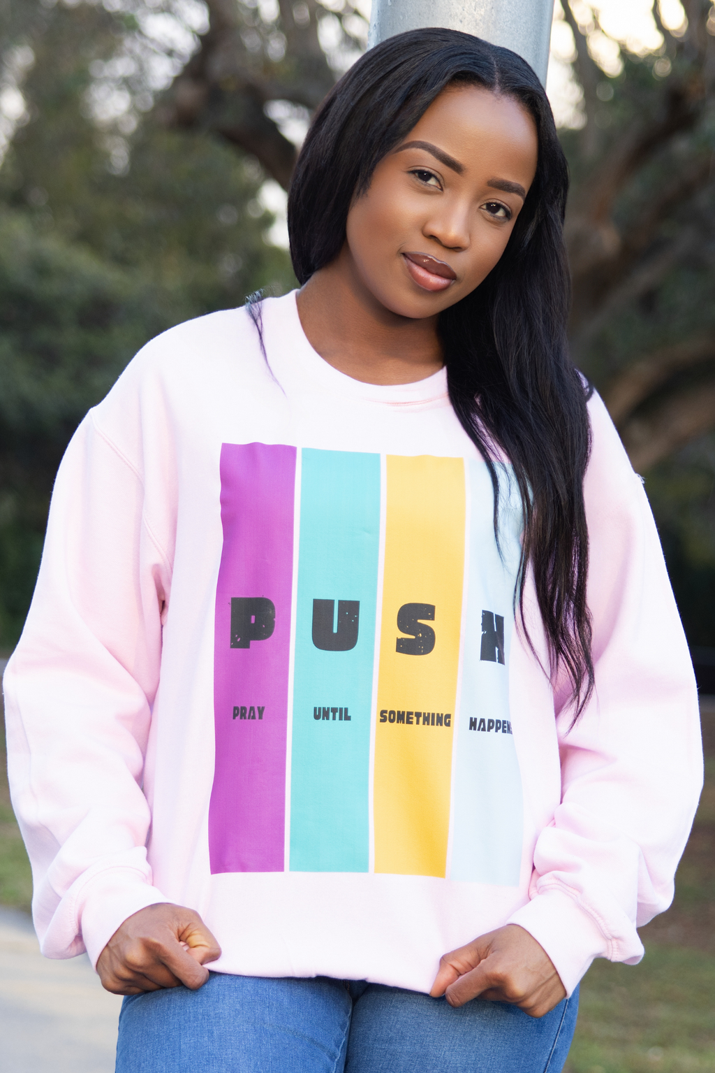 PUSH Pray until something happens, Classic Unisex Crewneck Sweatshirt | Gildan® 18000 | Customize