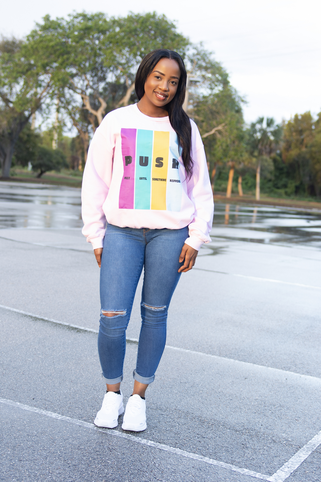PUSH Pray until something happens, Classic Unisex Crewneck Sweatshirt | Gildan® 18000 | Customize